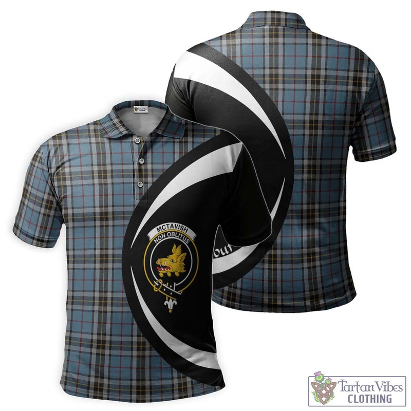 McTavish Dress Tartan Men's Polo Shirt with Family Crest Circle Style