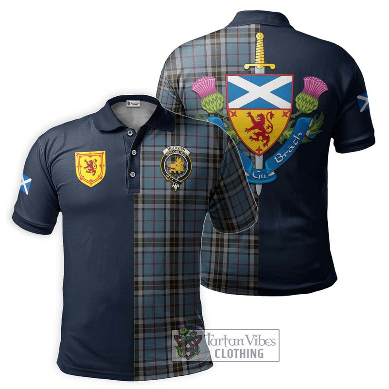 McTavish Dress Tartan Polo Shirt Alba with Scottish Lion Royal Arm Half Style