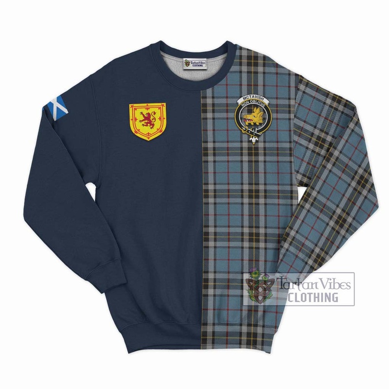McTavish Dress Tartan Sweatshirt Alba with Scottish Lion Royal Arm Half Style