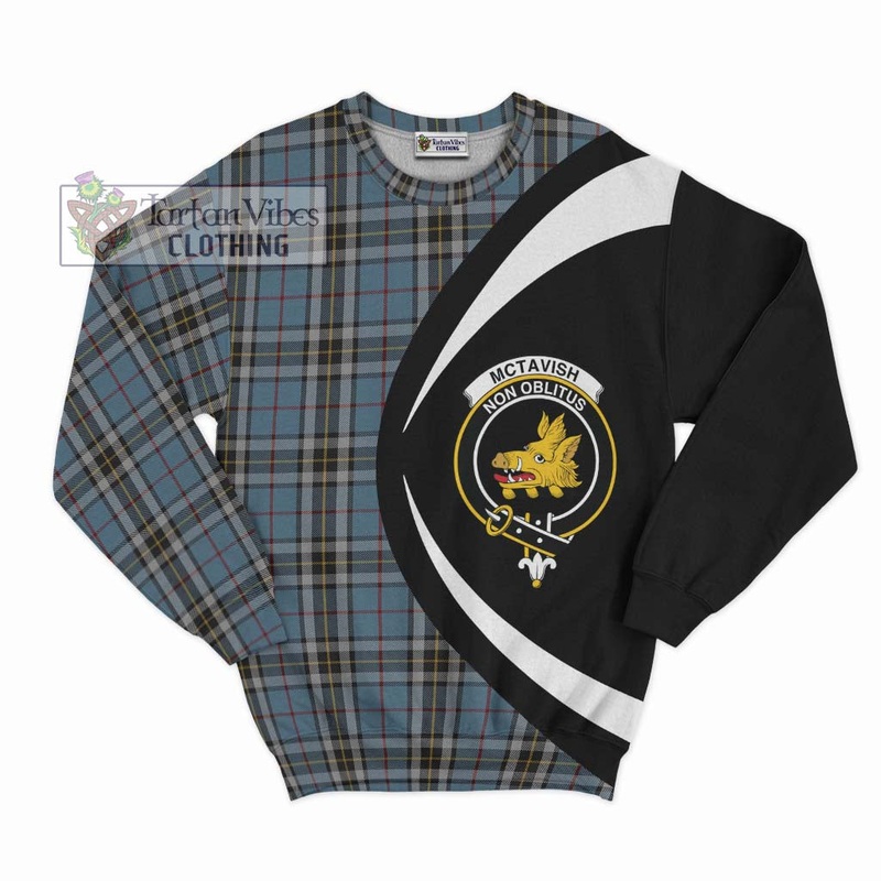 McTavish Dress Tartan Sweatshirt with Family Crest Circle Style