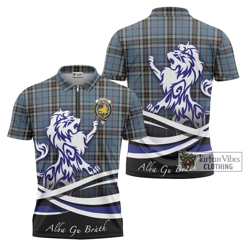 McTavish Dress Tartan Zipper Polo Shirt with Alba Gu Brath Regal Lion Emblem