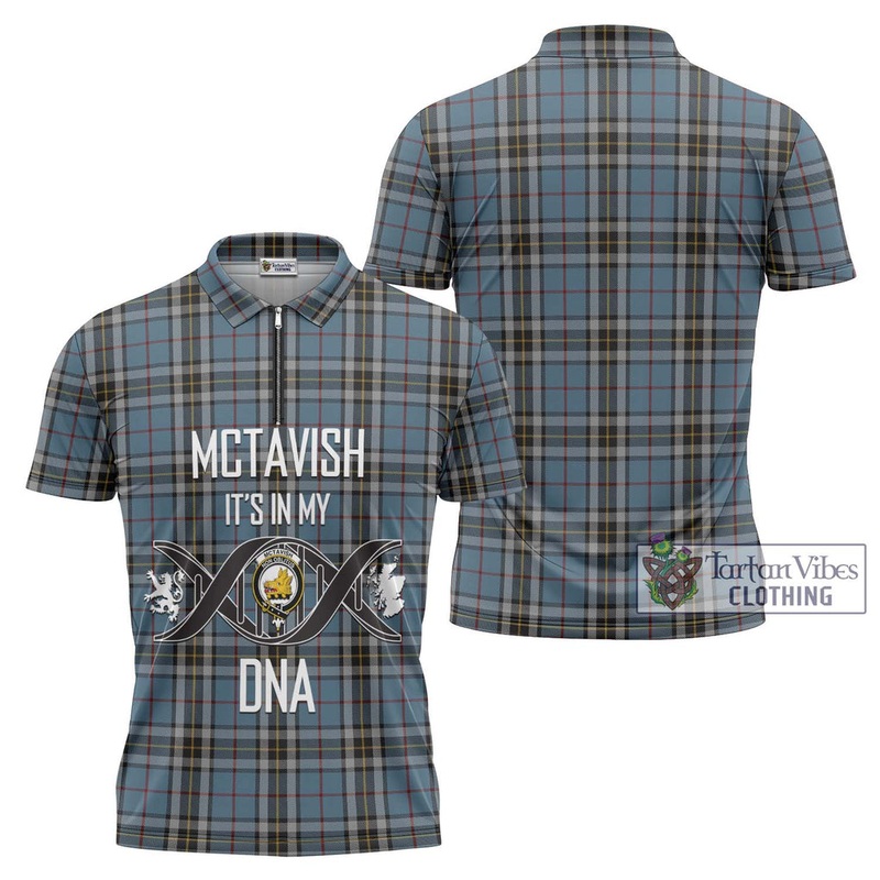 McTavish Dress Tartan Zipper Polo Shirt with Family Crest DNA In Me Style