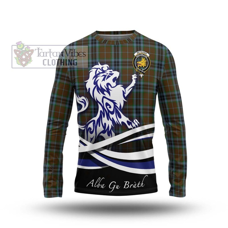 McTavish Hunting Tartan Long Sleeve T-Shirt with Alba Gu Brath Regal Lion Emblem