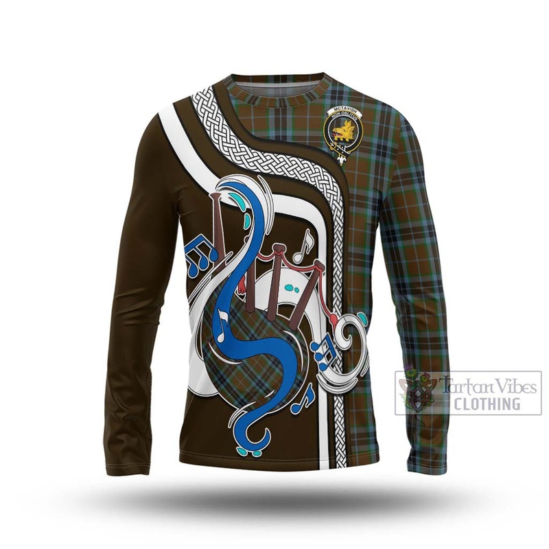 McTavish Hunting Tartan Long Sleeve T-Shirt with Epic Bagpipe Style