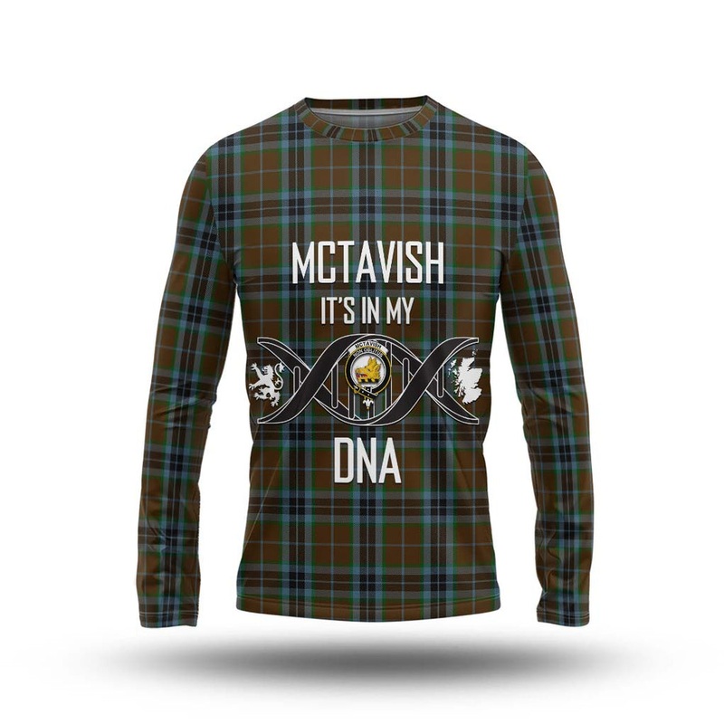 McTavish Hunting Tartan Long Sleeve T-Shirt with Family Crest DNA In Me Style