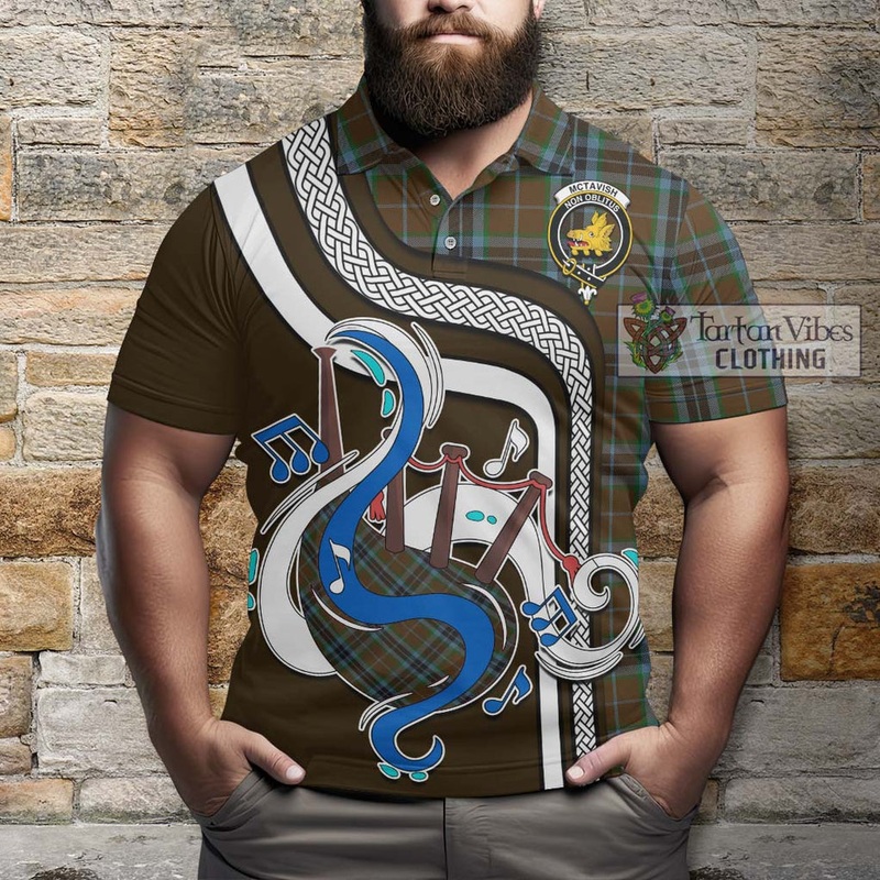 McTavish Hunting Tartan Polo Shirt with Epic Bagpipe Style
