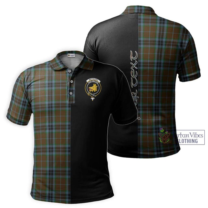 McTavish Hunting Tartan Polo Shirt with Family Crest and Half Of Me Style