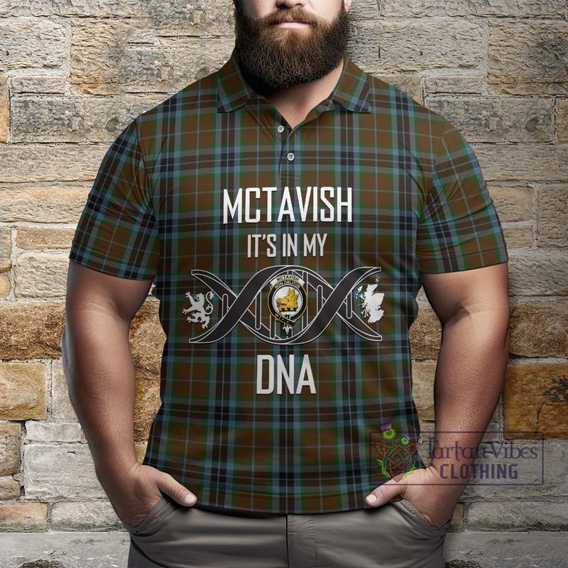McTavish Hunting Tartan Polo Shirt with Family Crest DNA In Me Style