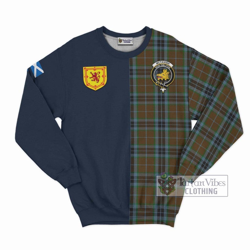 McTavish Hunting Tartan Sweatshirt Alba with Scottish Lion Royal Arm Half Style