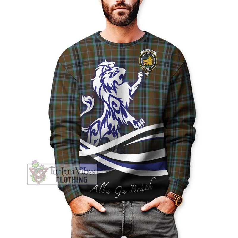 McTavish Hunting Tartan Sweatshirt with Alba Gu Brath Regal Lion Emblem