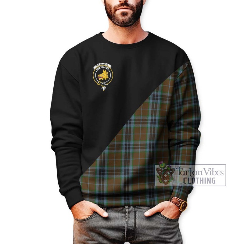 McTavish Hunting Tartan Sweatshirt with Family Crest and Military Logo Style