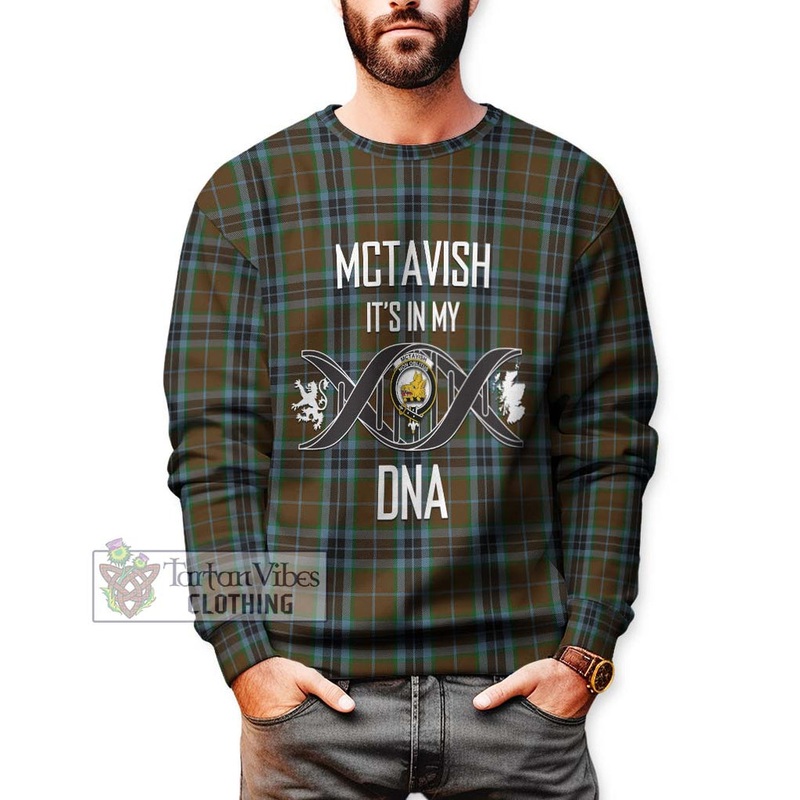 McTavish Hunting Tartan Sweatshirt with Family Crest DNA In Me Style
