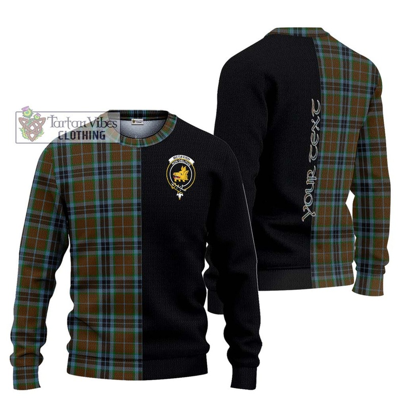 McTavish Hunting Tartan Ugly Sweater with Family Crest and Half Of Me Style