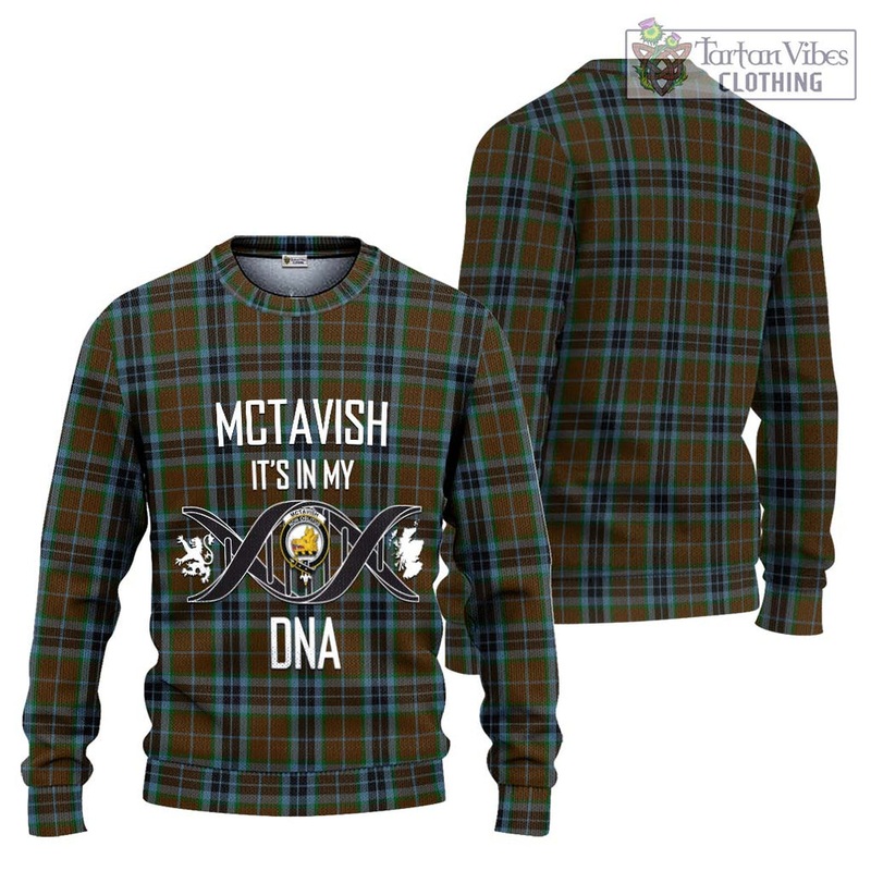 McTavish Hunting Tartan Ugly Sweater with Family Crest DNA In Me Style