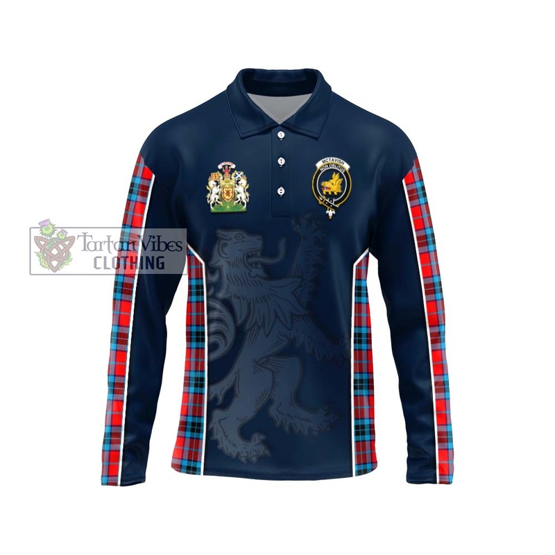 McTavish Modern Tartan Long Sleeve Polo Shirt with Family Crest and Lion Rampant Vibes Sport Style