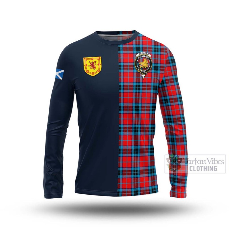 McTavish Modern Tartan Long Sleeve T-Shirt Alba with Scottish Lion Royal Arm Half Style