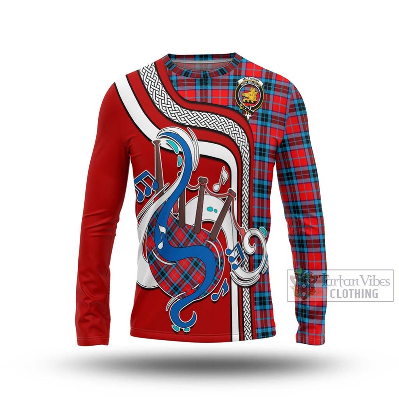 McTavish Modern Tartan Long Sleeve T-Shirt with Epic Bagpipe Style