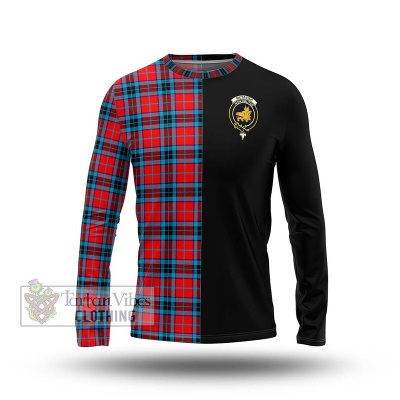 McTavish Modern Tartan Long Sleeve T-Shirt with Family Crest and Half Of Me Style