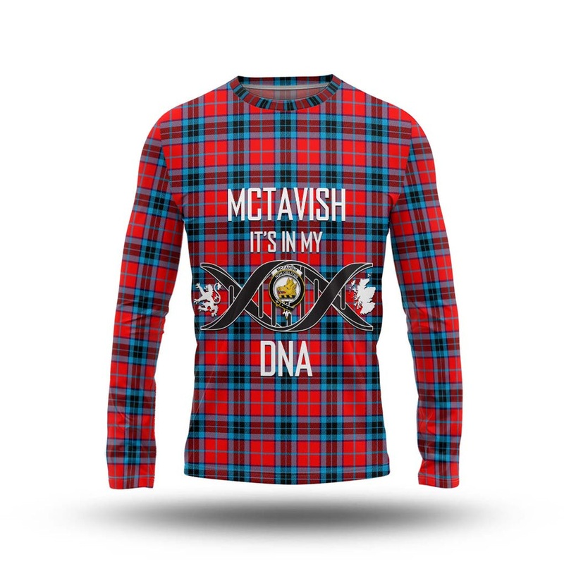 McTavish Modern Tartan Long Sleeve T-Shirt with Family Crest DNA In Me Style