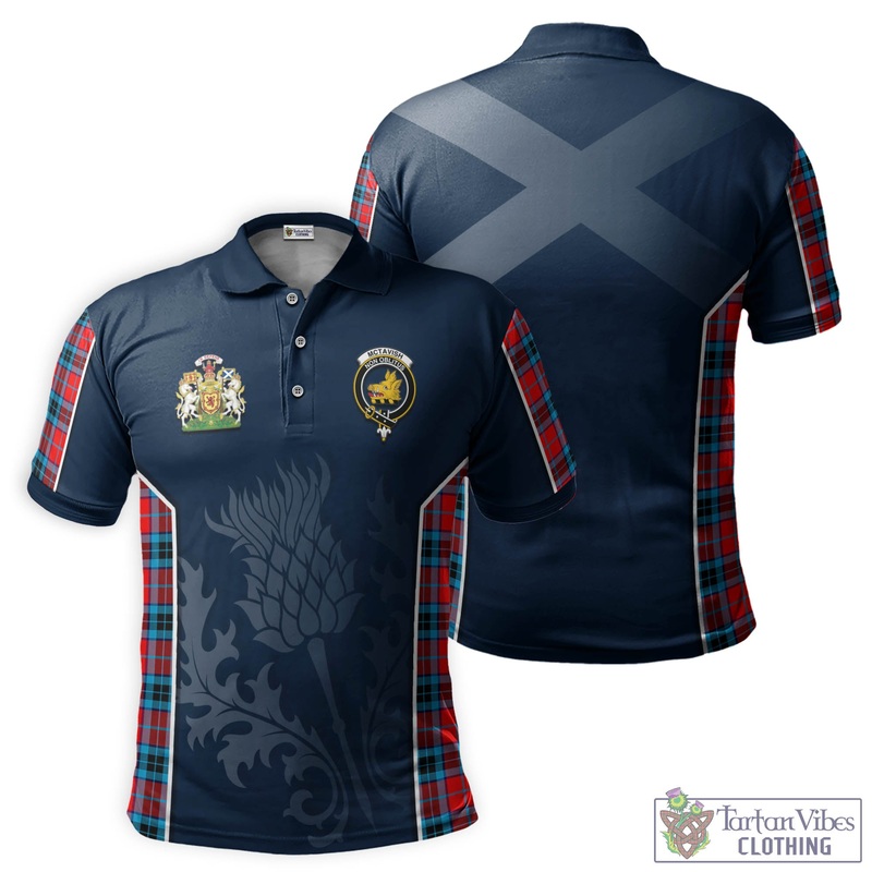 McTavish Modern Tartan Men's Polo Shirt with Family Crest and Scottish Thistle Vibes Sport Style