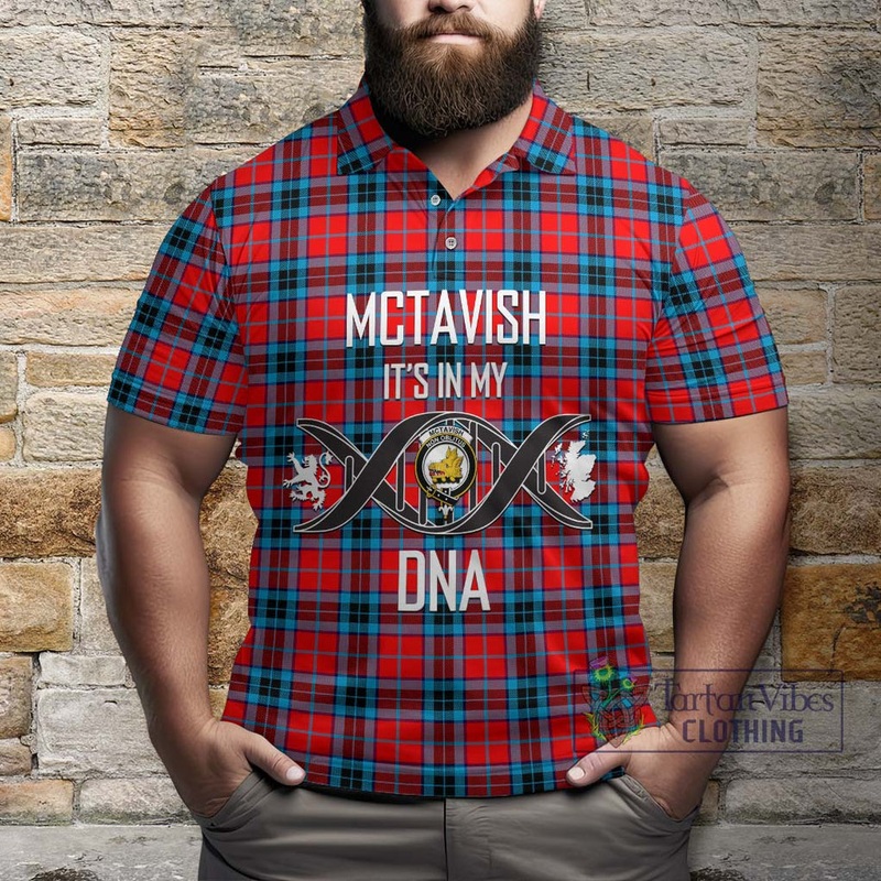 McTavish Modern Tartan Polo Shirt with Family Crest DNA In Me Style