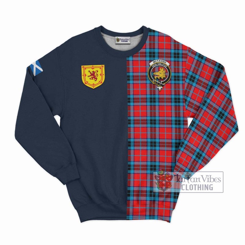 McTavish Modern Tartan Sweatshirt Alba with Scottish Lion Royal Arm Half Style