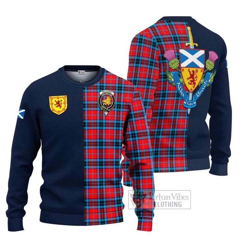 McTavish Modern Tartan Ugly Sweater with Scottish Lion Royal Arm Half Style