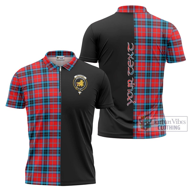 McTavish Modern Tartan Zipper Polo Shirt with Family Crest and Half Of Me Style