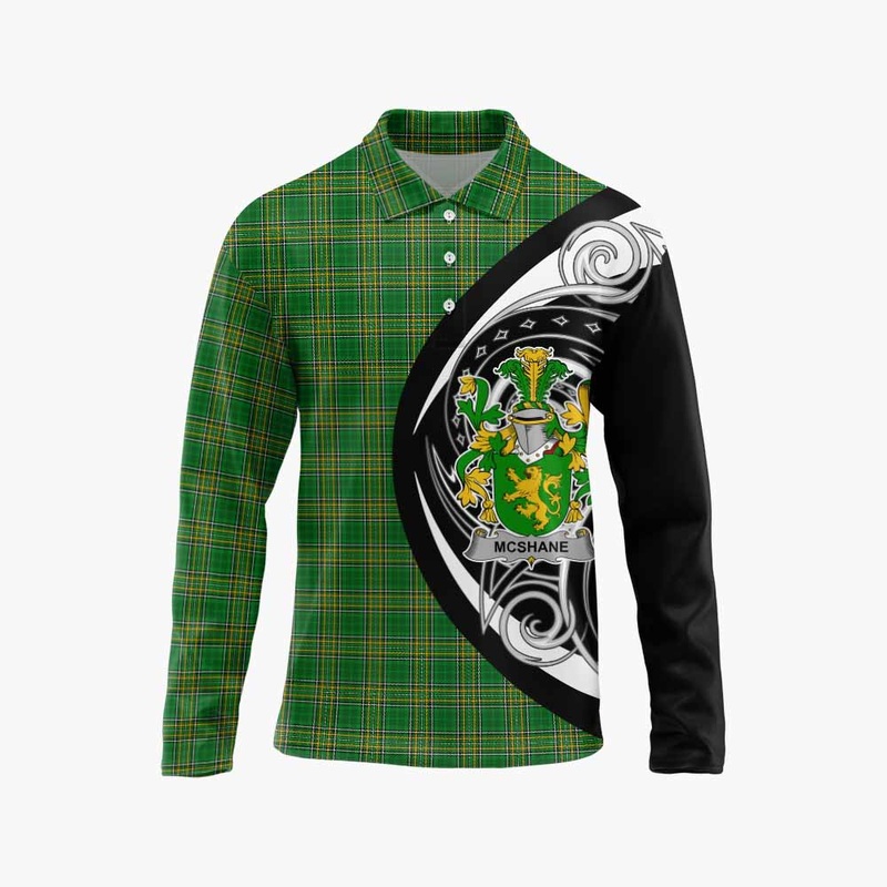 McShane Irish Clan Long Sleeve Polo Shirt Celtic Circle Style