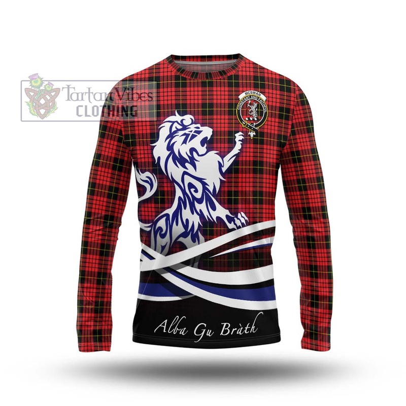 McSwan Modern Tartan Long Sleeve T-Shirt with Alba Gu Brath Regal Lion Emblem