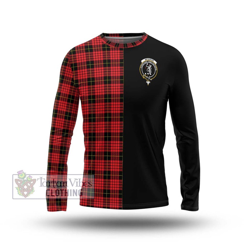 McSwan Modern Tartan Long Sleeve T-Shirt with Family Crest and Half Of Me Style