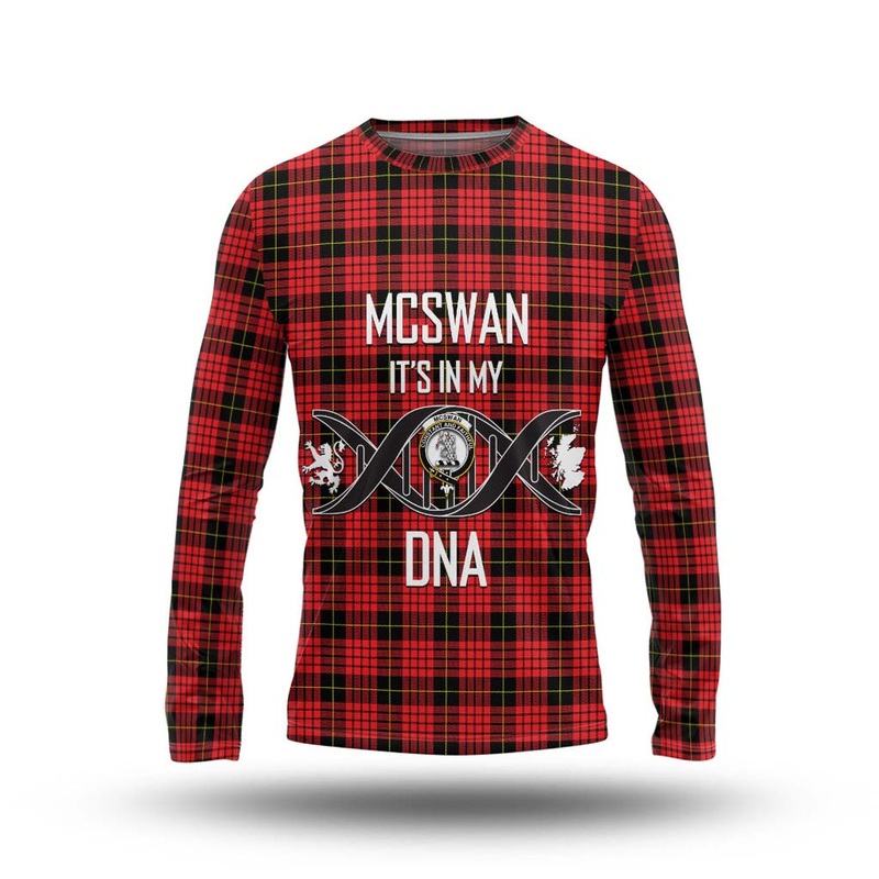 McSwan Modern Tartan Long Sleeve T-Shirt with Family Crest DNA In Me Style