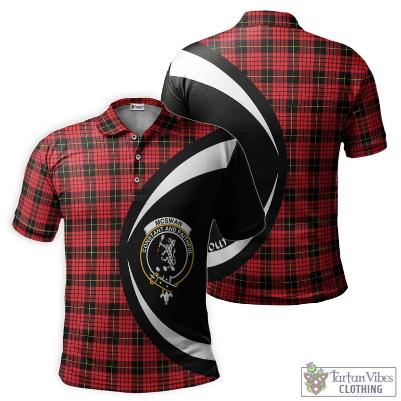 McSwan Modern Tartan Men's Polo Shirt with Family Crest Circle Style