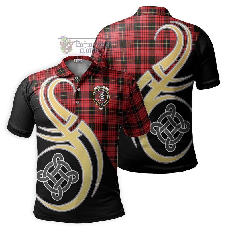 McSwan Modern Tartan Polo Shirt with Family Crest and Celtic Symbol Style