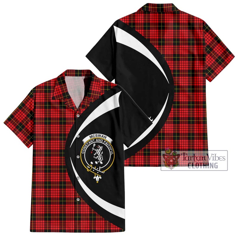 McSwan Modern Tartan Short Sleeve Button Up with Family Crest Circle Style