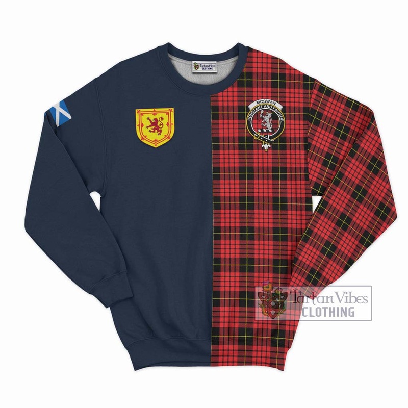 McSwan Modern Tartan Sweatshirt Alba with Scottish Lion Royal Arm Half Style