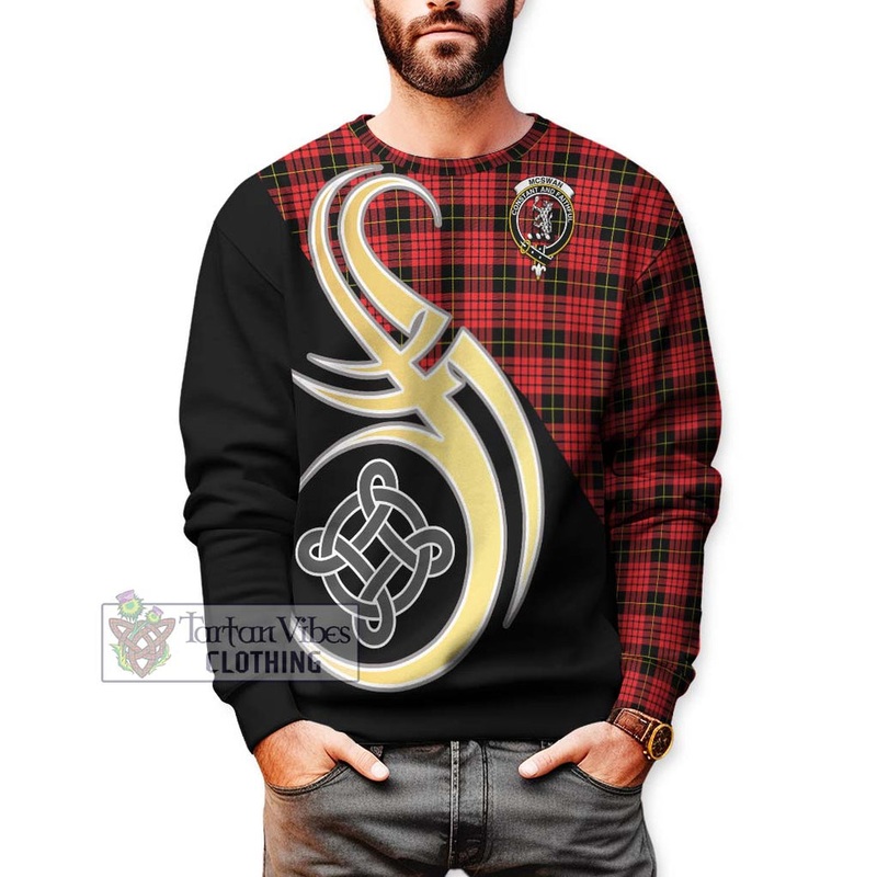 McSwan Modern Tartan Sweatshirt with Family Crest and Celtic Symbol Style
