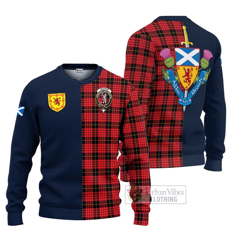 McSwan Modern Tartan Ugly Sweater with Scottish Lion Royal Arm Half Style