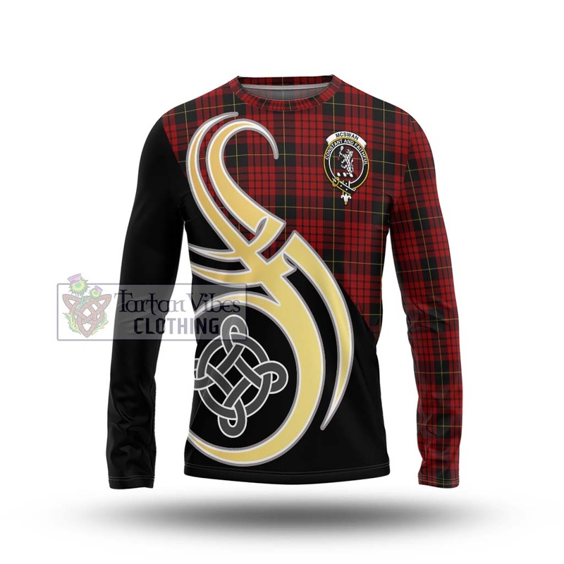 McSwan Tartan Long Sleeve T-Shirt with Family Crest and Celtic Symbol Style
