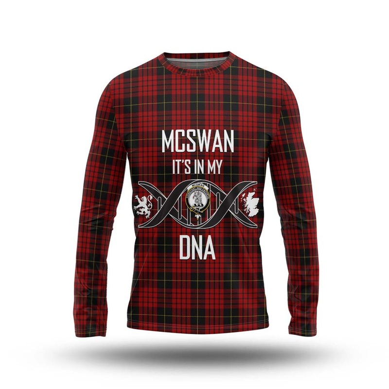 McSwan Tartan Long Sleeve T-Shirt with Family Crest DNA In Me Style