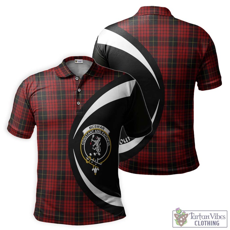 McSwan Tartan Men's Polo Shirt with Family Crest Circle Style