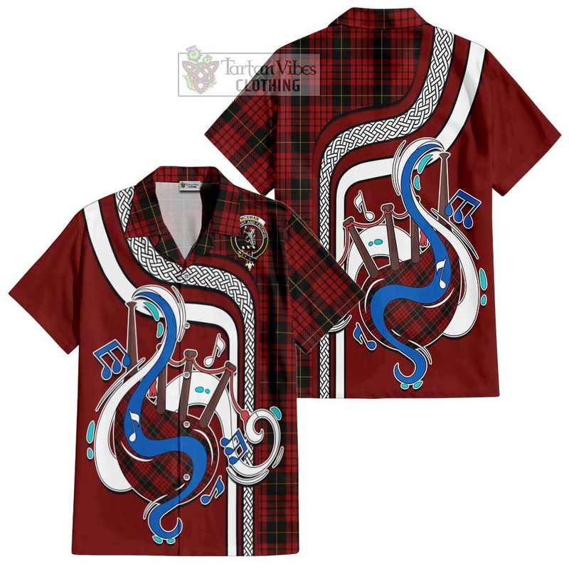 McSwan Tartan Short Sleeve Button Shirt with Epic Bagpipe Style
