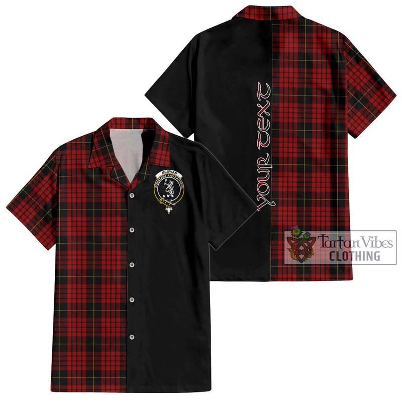 McSwan Tartan Short Sleeve Button Shirt with Family Crest and Half Of Me Style