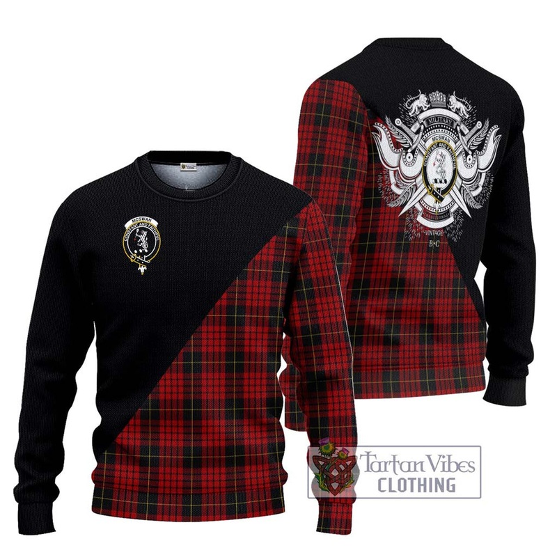 McSwan Tartan Ugly Sweater with Family Crest and Military Logo Style