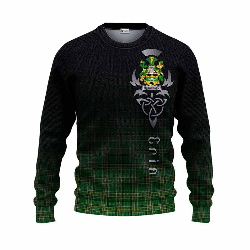 McSweeney Irish Clan Knitted Sweater with Coat of Arms Erin Go Bragh Celtic Inspired