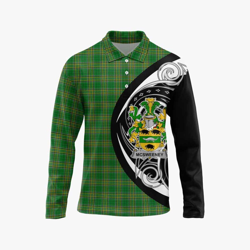 McSweeney Irish Clan Long Sleeve Polo Shirt Celtic Circle Style