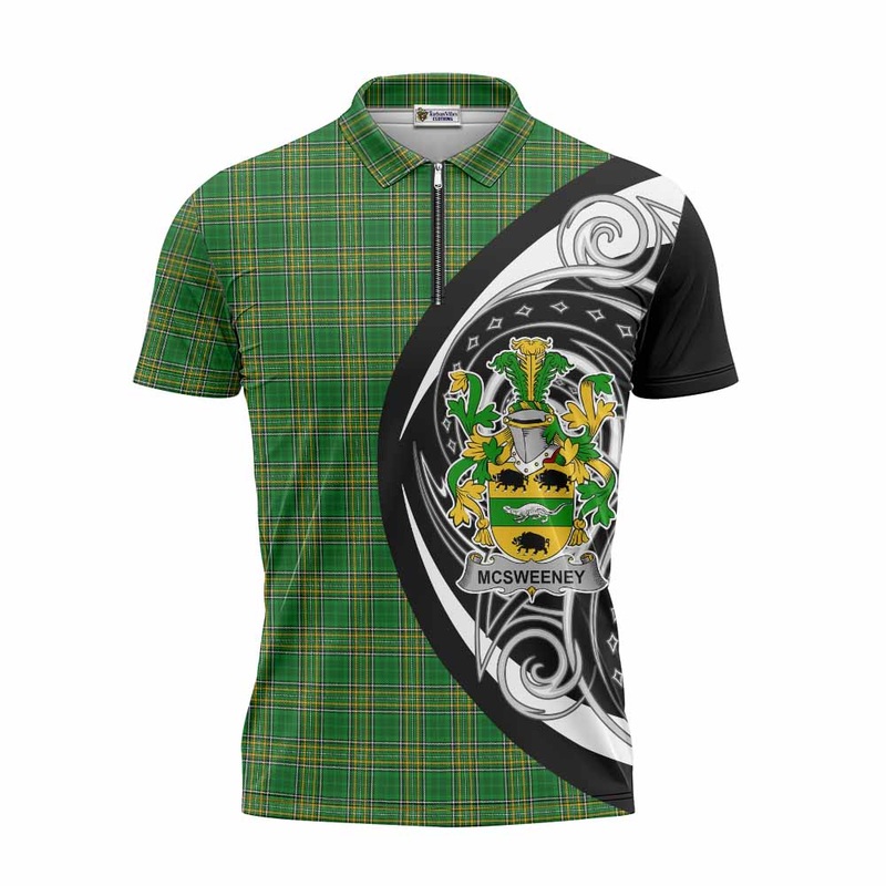 McSweeney Irish Clan Zipper Polo Shirt Celtic Circle Style
