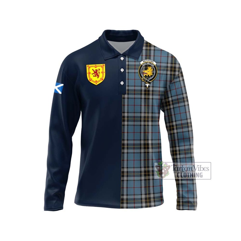 McTavish Dress Tartan Long Sleeve Polo Shirt Alba with Scottish Lion Royal Arm Half Style