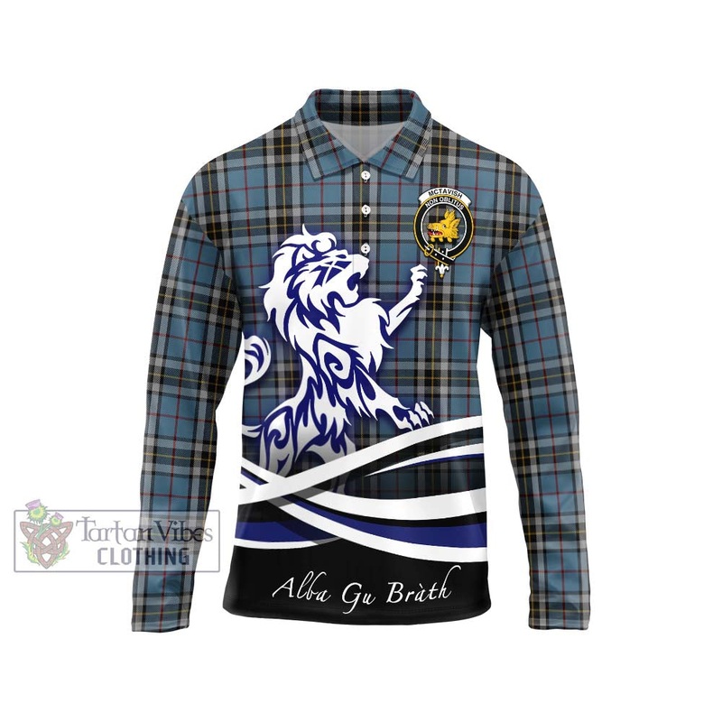 McTavish Dress Tartan Long Sleeve Polo Shirt with Alba Gu Brath Regal Lion Emblem