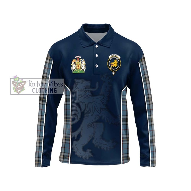McTavish Dress Tartan Long Sleeve Polo Shirt with Family Crest and Lion Rampant Vibes Sport Style